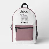 Lamb Living Een Warm Leven Grappig Lam Bedrukte Rugzak (Voorkant)