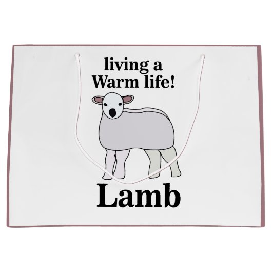 Lamb Living Een Warm Leven Grappig Lam Groot Cadeauzakje (Voorkant)