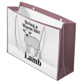 Lamb Living Een Warm Leven Grappig Lam Groot Cadeauzakje (Voorkant Gekanteld)