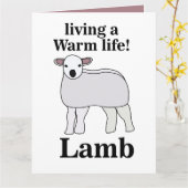 Lamb Living Een Warm Leven Grappig Lam Kaart (Gele Bloem)