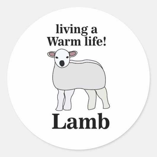 Lamb Living Een Warm Leven Grappig Lam Ronde Sticker (Voorkant)