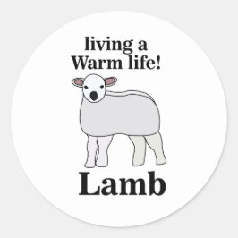 Lamb Living Een Warm Leven Grappig Lam Ronde Sticker
