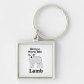Lamb Living Een Warm Leven Grappig Lam Sleutelhanger (Voorkant)