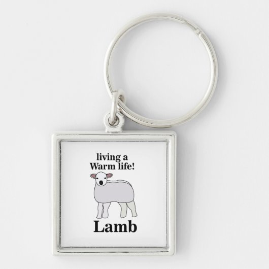 Lamb Living Een Warm Leven Grappig Lam Sleutelhanger (Voorkant)
