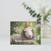 Lamb met koningskroon, pretentieuze kerstillustrat briefkaart (Staand voorkant)