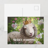 Lamb met koningskroon, pretentieuze kerstillustrat briefkaart (Voorkant / Achterkant)