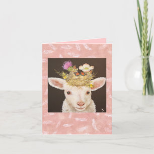 Lamb met twee baby kardinale notecard kaart