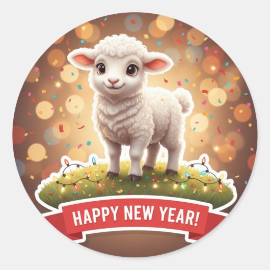 Lamb New Year Confetti Sticker (Voorkant)
