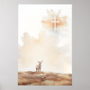 Lamb Of God Minimalistische Waterverf Christen Poster
