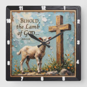 Lamb of God: Sacred Timepiece Art Vierkante Klok (Voorkant)