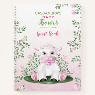 Lamb Pink Floral Baby shower Guest Book Notitieboek