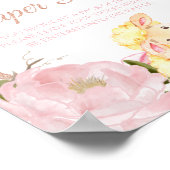 Lamb Pink Peony en Roos Baby shower Diaper Raffle Poster (Hoek)