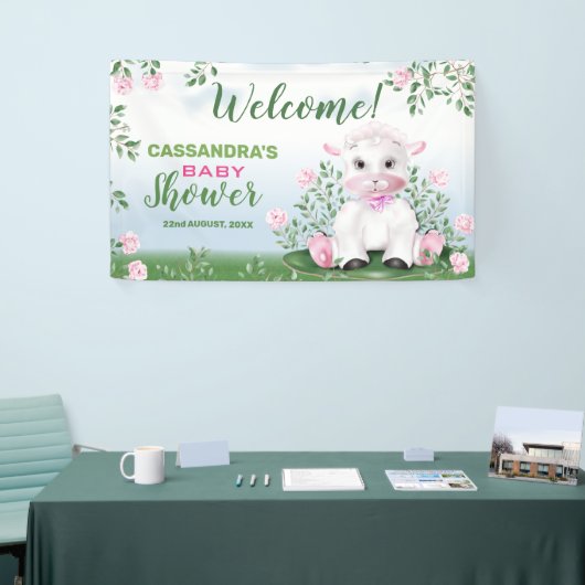 Lamb Rozen Floral Baby shower Spandoek (Beurs)
