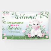 Lamb Rozen Floral Baby shower Spandoek (Horizontaal)
