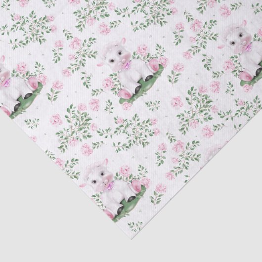 Lamb Rozen Floral Baby shower Tissuepapier (Detail)