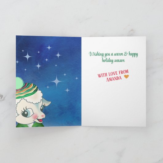Lamb schaap kerstbreien kroesgeschenken feestdagen kaart (Binnen)
