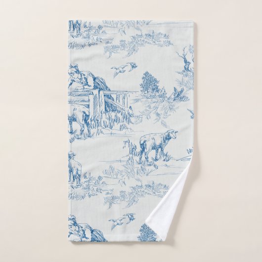 Lamb Sheep Blue Toile Bad Handdoek (Handdoek)
