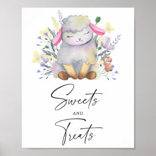 Lamb - snoep en traktaties baby shower poster
