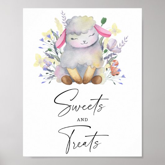 Lamb - snoep en traktaties baby shower poster (Voorkant)