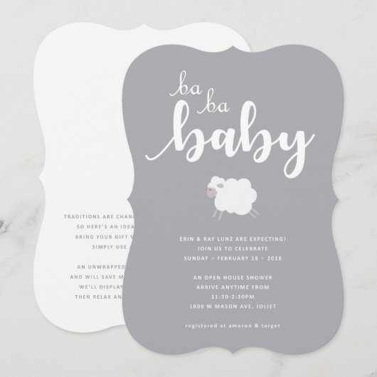 Lamb Theme Baby shower Uitnodiging (Voorkant / Achterkant)