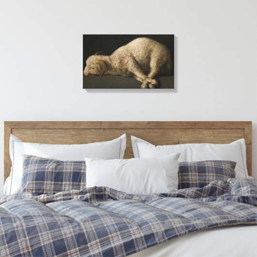 Lamb van God (Agnus Dei) (Sacrificaal dier) Canvas Afdruk (Insitu (Slaapkamer))
