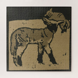 Lamb - Vierkante Dieren Illustratie Legpuzzel