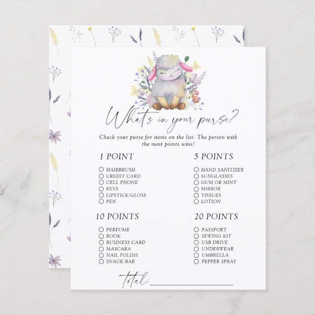 Lamb - Wat zit er in je tas spel (Voorkant / Achterkant)