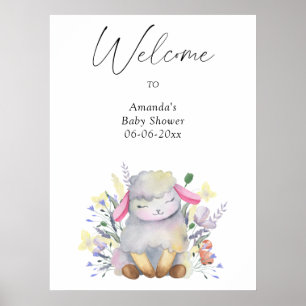 Lamb - welkom baby shower feest poster