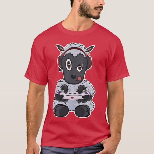 Lamb With Gaming Controller I Funny Gaming I Gamer T-shirt (Voorkant)