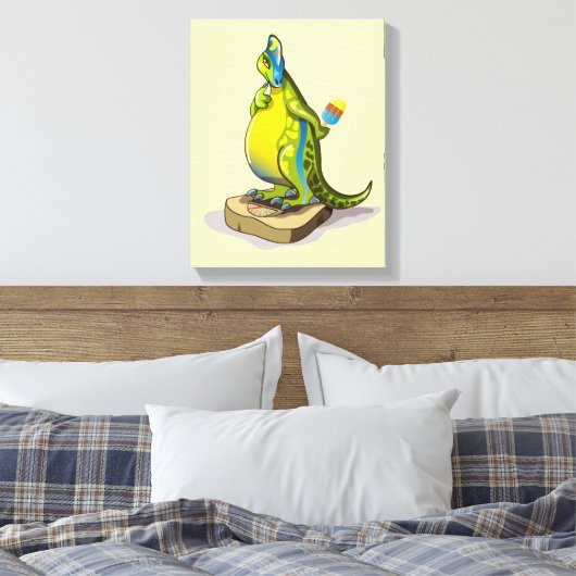 Lambeosaurus staand op een weegschaal. canvas afdruk (Insitu (Slaapkamer))