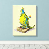 Lambeosaurus staand op een weegschaal. canvas afdruk (Insitu (Houten vloer))