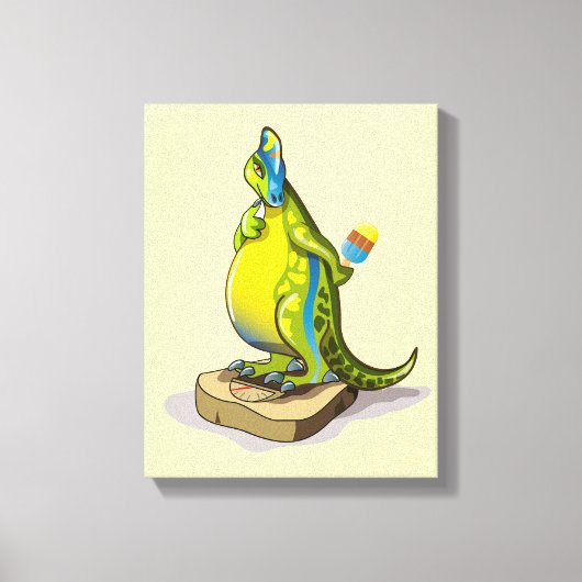 Lambeosaurus staand op een weegschaal. canvas afdruk (Voorkant)