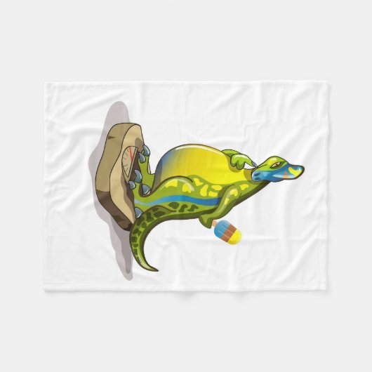 Lambeosaurus staand op een weegschaal. fleece deken (Voorkant (Horizontaal))