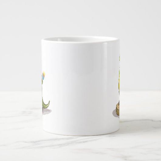 Lambeosaurus staand op een weegschaal. grote koffiekop (Voorkant)