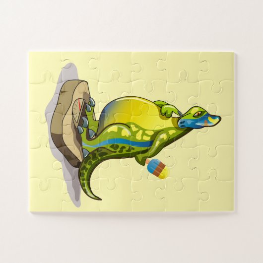 Lambeosaurus staand op een weegschaal. legpuzzel (Horizontaal)