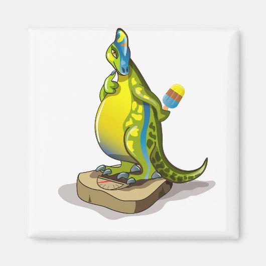 Lambeosaurus staand op een weegschaal. magneet (Voorkant)