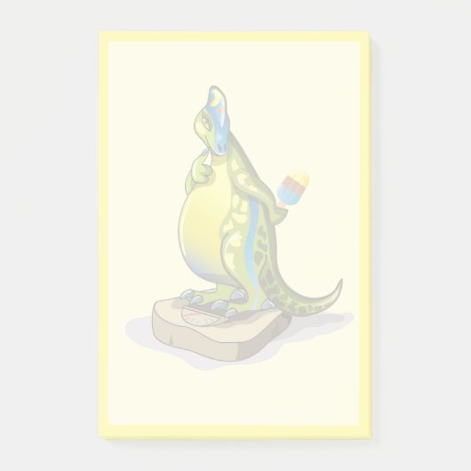 Lambeosaurus staand op een weegschaal. post-it® notes (Voorkant)