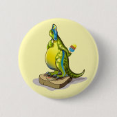 Lambeosaurus staand op een weegschaal. ronde button 5,7 cm (Voorkant)