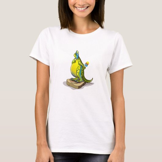 Lambeosaurus staand op een weegschaal. t-shirt (Voorkant)