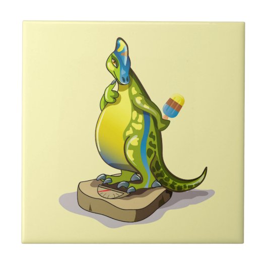 Lambeosaurus staand op een weegschaal. tegeltje (Voorkant)