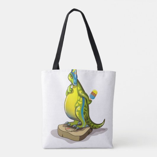 Lambeosaurus staand op een weegschaal. tote bag (Achterkant)