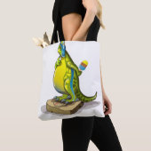 Lambeosaurus staand op een weegschaal. tote bag (Dichtbij)
