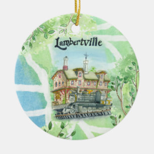 Lambertville New Jersey Kaart Keramisch Ornament