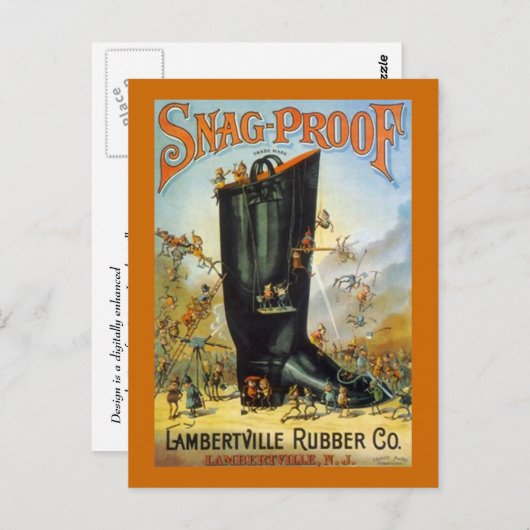 LAMBERTVILLE RUBBER SNAG-PROOF BOOT AD ELVES ~PC BRIEFKAART (Voorkant / Achterkant)