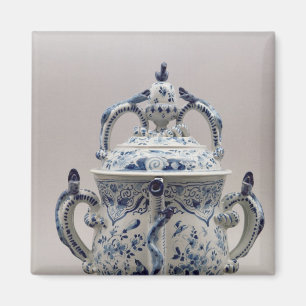 Lambeth Delftware posetpot, blauw en wit Magneet