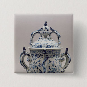 Lambeth Delftware posetpot, blauw en wit Vierkante Button 5,1 Cm