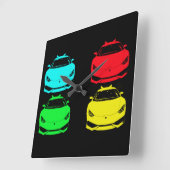 ~Lambo Pop Art~ WALLCLOCK, AANGEPAST. Vierkante Klok (Hoek)