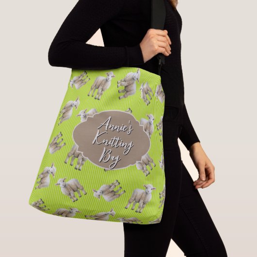 Lambs Pattern Personalized Knitting Crossbody Tas (Dichtbij)