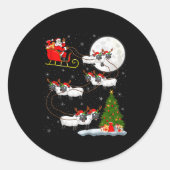 Lambs Sheep Santa Sleigh Flying Funny Magical Chri Ronde Sticker (Voorkant)