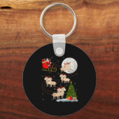 Lambs Sheep Santa Sleigh Flying Funny Magical Chri Sleutelhanger (Voorkant)